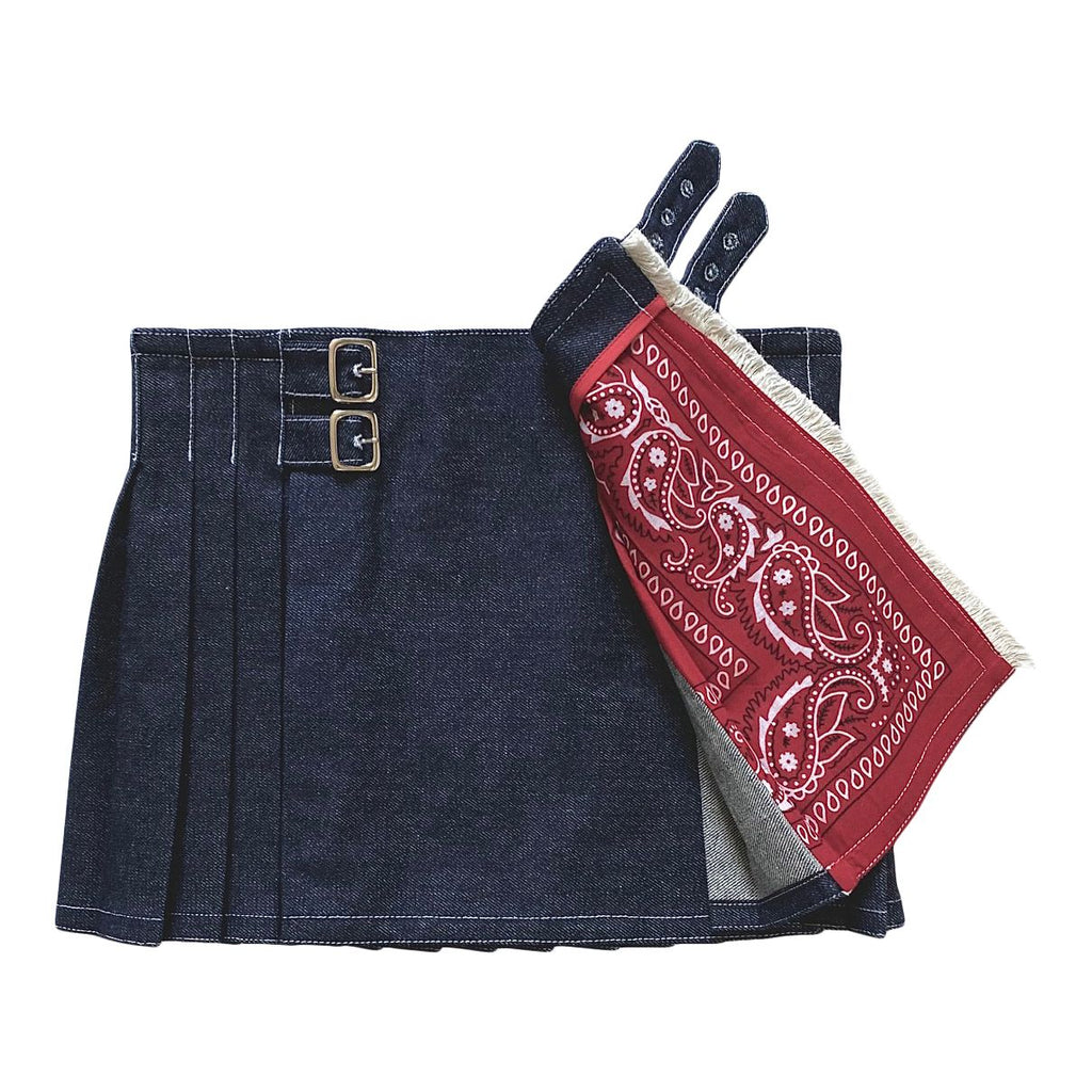 Linda Hopp デニムラップキルトスカート インディゴ ディテール